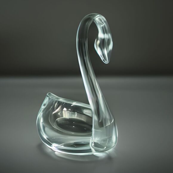Vintage Blown Glass Swan: Candy Dish Trinket Holder Bathroom Vanity Decor - Picture 2 of 6